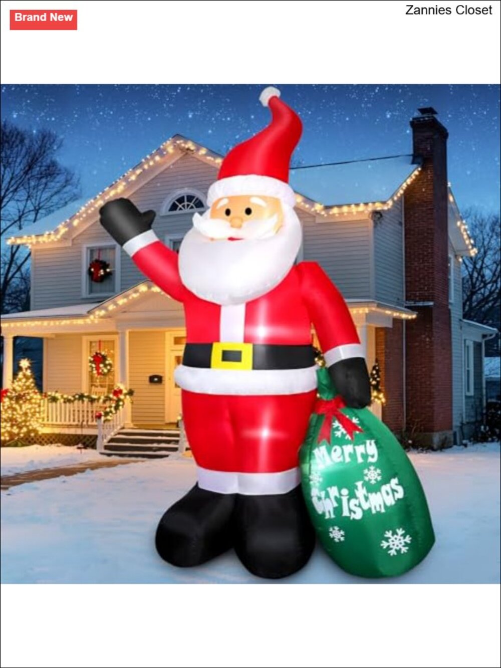 7 FT Christmas Inflatable Santa Claus with Gift Bag, Blow up Giant Santa Claus